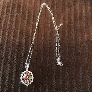 Sterling Silver Necklace with Multi-Garnet Pendant